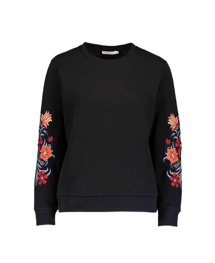 sweater met bloemenborduursel zwart
