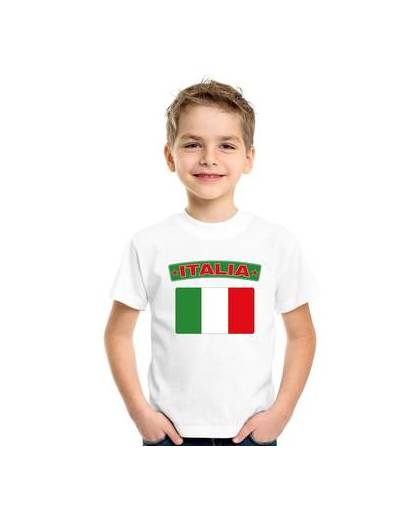 Italie t-shirt met italiaanse vlag wit kinderen l (146-152)