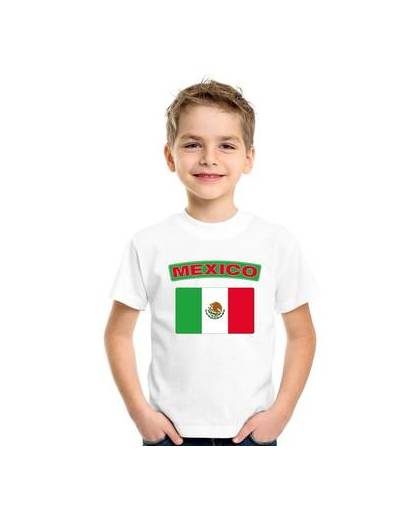 Mexico t-shirt met mexicaanse vlag wit kinderen l (146-152)