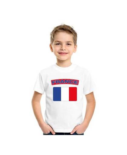 Frankrijk t-shirt met franse vlag wit kinderen s (122-128)