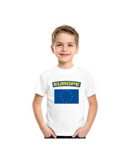 Europa t-shirt met europese vlag wit kinderen xl (158-164)