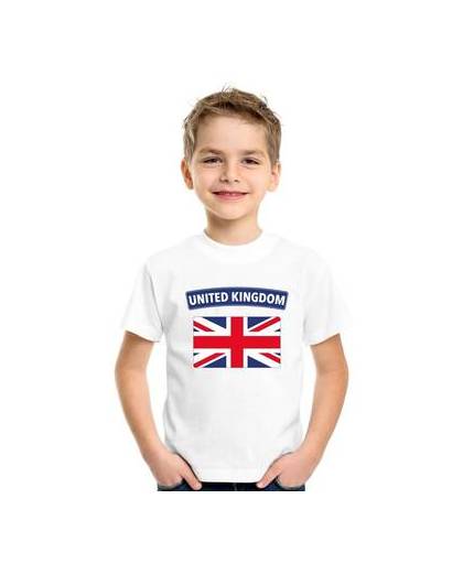 Engeland t-shirt met groot brittannie vlag wit kinderen xl (158-164)