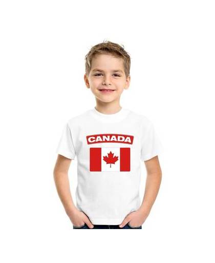 Canada t-shirt met canadese vlag wit kinderen s (122-128)