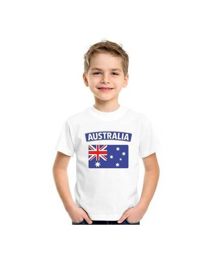 Australie t-shirt met australische vlag wit kinderen xs (110-116)
