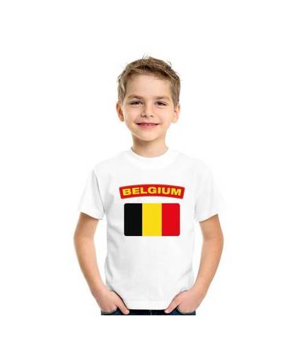 Belgie t-shirt met belgische vlag wit kinderen s (122-128)