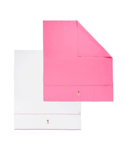 ledikantlaken 100x150 cm wit/roze (2 stuks)