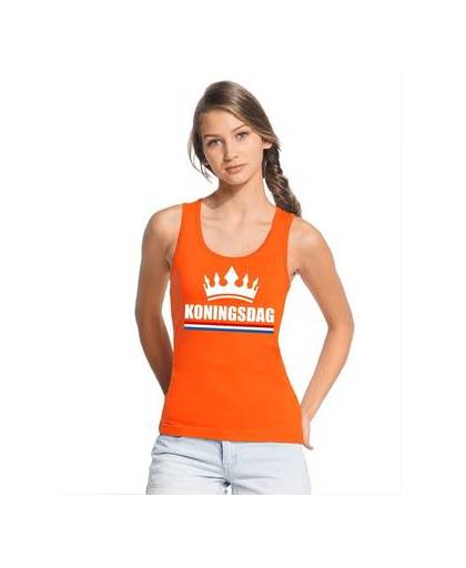 Oranje koningsdag kroon tanktop shirt/ singlet dames s