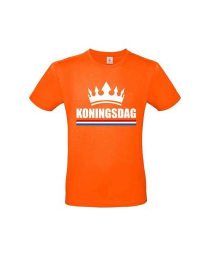 Oranje koningsdag met kroon grote maten shirt heren 3xl