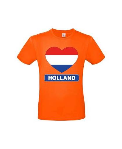 Oranje holland hart vlag grote maten shirt heren 3xl