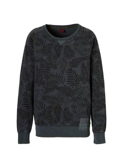 sweater met all-over print grijsgroen