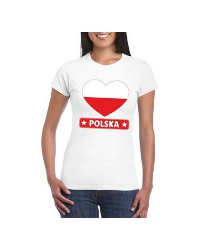 Polen t-shirt met poolse vlag in hart wit dames s