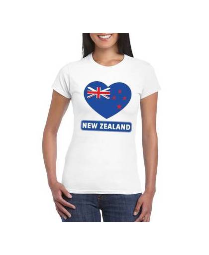Nieuw zeeland t-shirt met nieuw zeelandse vlag in hart wit dames xl