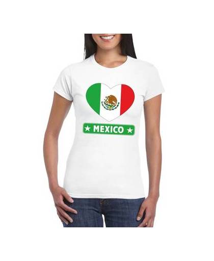 Mexico t-shirt met mexicaanse vlag in hart wit dames l