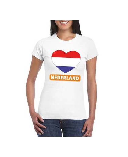 Nederland t-shirt met nederlandse vlag in hart wit dames l