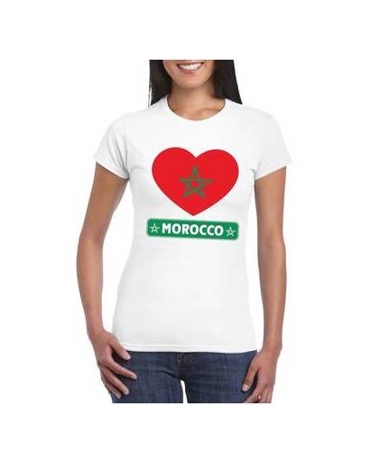 Marokko t-shirt met marokkaanse vlag in hart wit dames xl