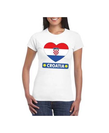 Kroatie t-shirt met kroatische vlag in hart wit dames s