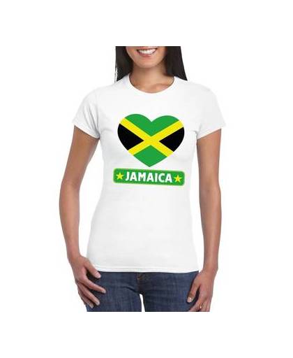 Jamaica t-shirt met jamaicaanse vlag in hart wit dames xl
