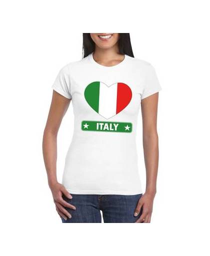 Italie t-shirt met italiaanse vlag in hart wit dames s