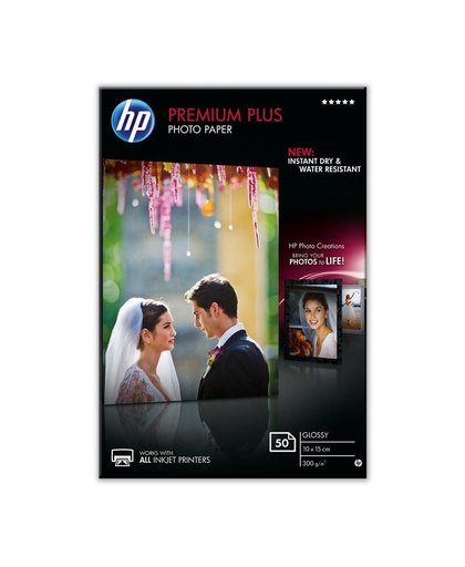 HP Premium Plus glanzend fotopapier, 50 vel, 10 x 15 cm