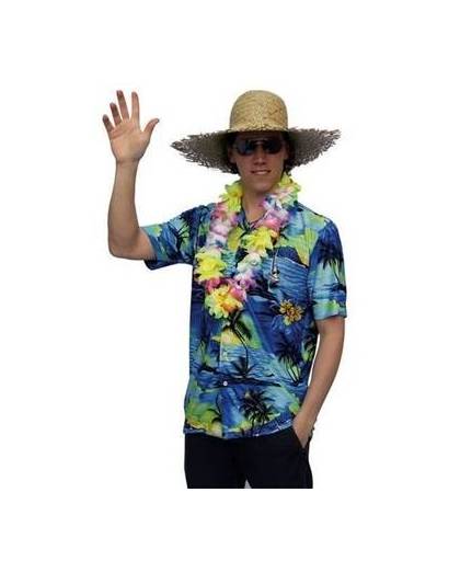 Hawaii shirt blauw met palmbomen 50 (s)