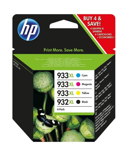 HP 932XL originele zwarte/933XL cyaan/magenta/gele inktcartridges, 4-pack inktcartridge