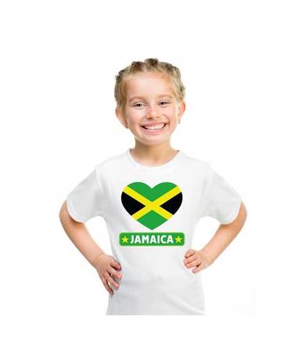 Jamaica kinder t-shirt met jamaicaanse vlag in hart wit jongens en meisjes xl (158-164)