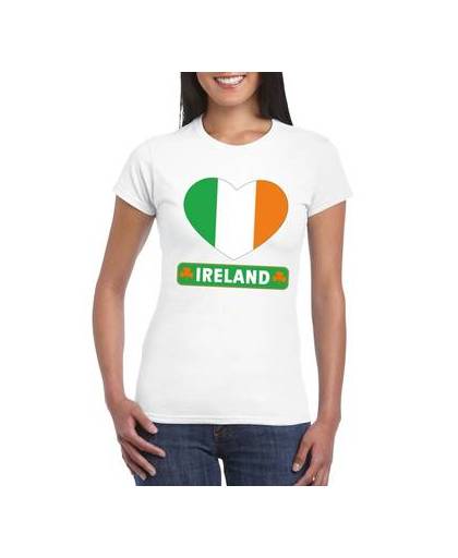 Ierland t-shirt met ierse vlag in hart wit dames l