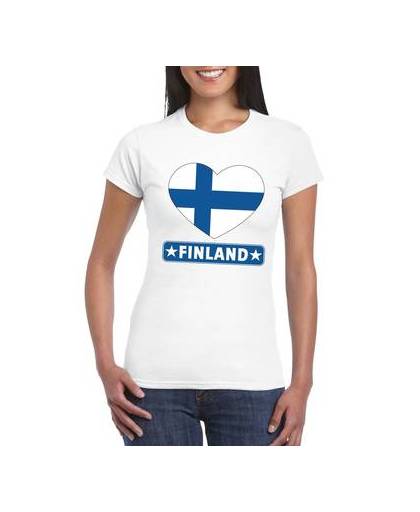 Finland t-shirt met finse vlag in hart wit dames s