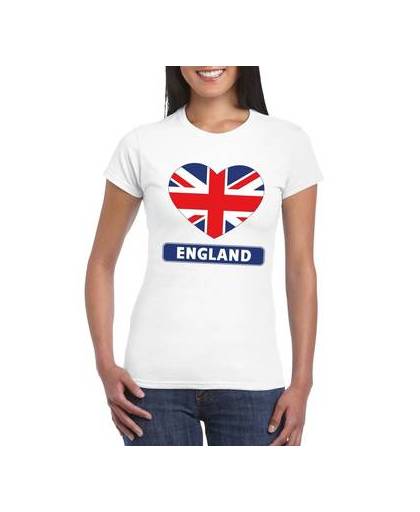 Engeland t-shirt met engelse vlag in hart wit dames l