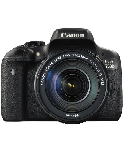Canon EOS 750D + EF-S 18-135mm SLR camerakit 24.2MP CMOS 6000 x 4000Pixels Zwart