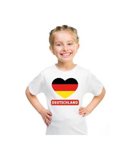 Duitsland kinder t-shirt met duitse vlag in hart wit jongens en meisjes m (134-140)