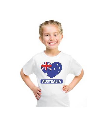 Australie kinder t-shirt met australische vlag in hart wit jongens en meisjes xl (158-164)