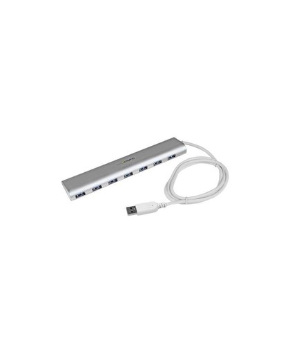 StarTech.com 7 Poorts compacte aluminium USB 3.0 hub met geintegreerde kabel zilver hub & concentrator
