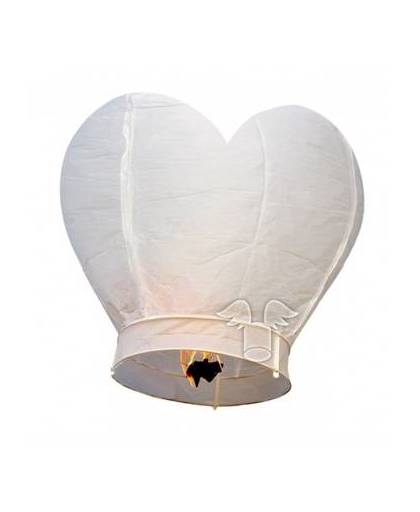10x witte hartje wensballonnen - 100 x 50 cm - hart wensballon wit