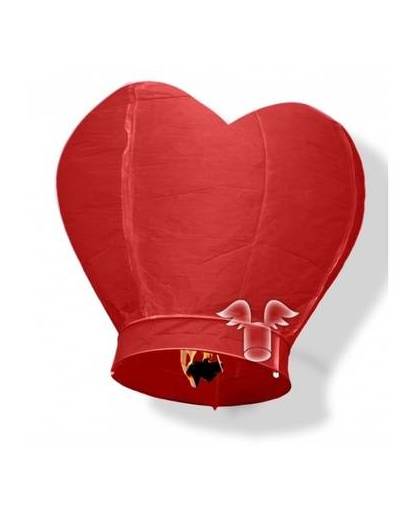 2x rode hartje wensballonnen - 100 x 50 cm - hart wensballon rood