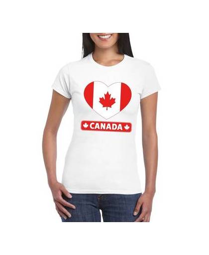 Canada t-shirt met canadese vlag in hart wit dames m