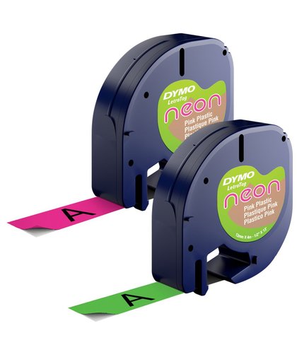 DYMO LetraTag Neon Tape Duo Pack Roze Groen (12mm x 4m)