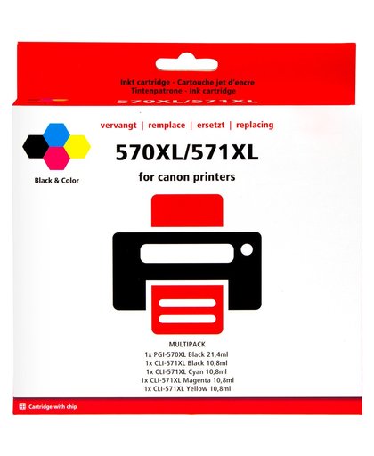 Huismerk PGI-570/CLI-571 XL 5-Kleuren voor Canon printers (0372C004)