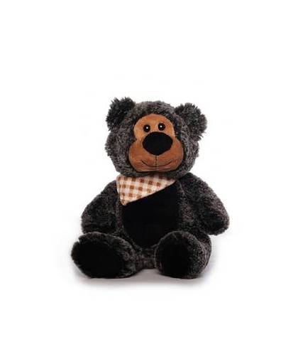 Pluche grijs/zwarte beer met sjaaltje 21 cm