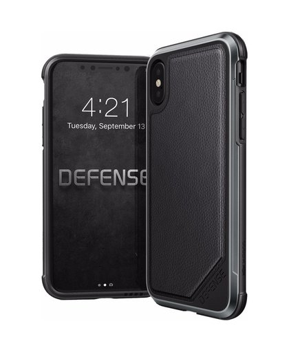 X-Doria Defense Lux Leder Apple iPhone X Back Cover Zwart