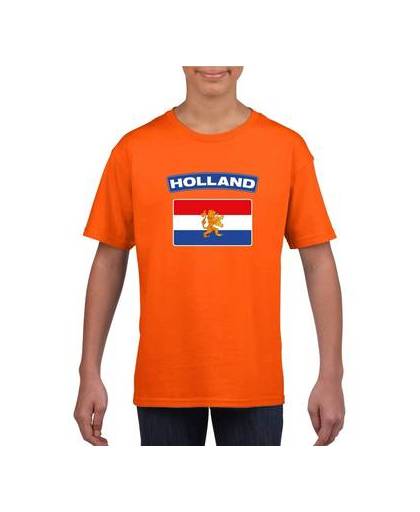 Nederland t-shirt met hollandse vlag oranje kinderen s (122-128)