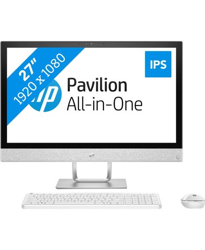HP Pavilion 27-r070nd 68,6 cm (27") 1920 x 1080 Pixels 2,4 GHz Zevende generatie Intel® Core™ i5 i5-7400T Wit Alles-in-één-pc