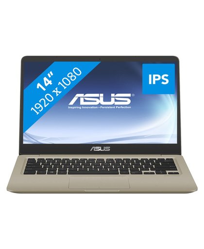ASUS VivoBook S14 S410UA-EB108T Goud Notebook 35,6 cm (14") 1920 x 1080 Pixels 2,40 GHz Zevende generatie Intel® Core™ i3 i3-7100U