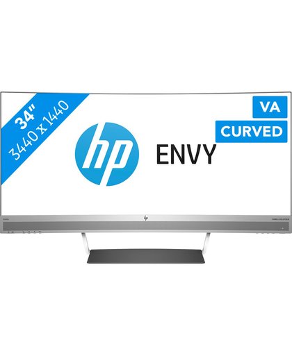 HP ENVY 34 LED display 86,4 cm (34") Wide Quad HD Mat Zilver, Zwart