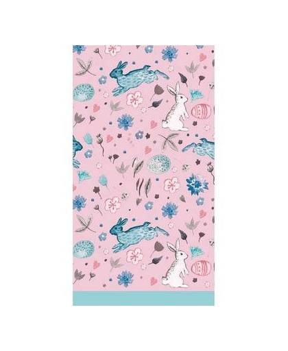 Pasen tafelkleed roze/blauw 138 x 220 cm