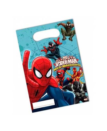 Spiderman warriors feestzakjes - 6 stuks - uitdeelzakjes