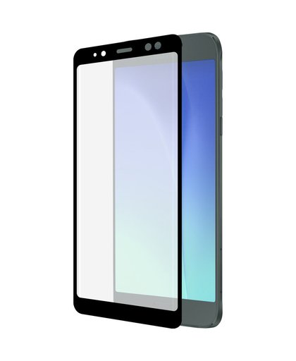 Azuri Gehard Glas Galaxy A8 (2018) Screenprotector Glas Zwart