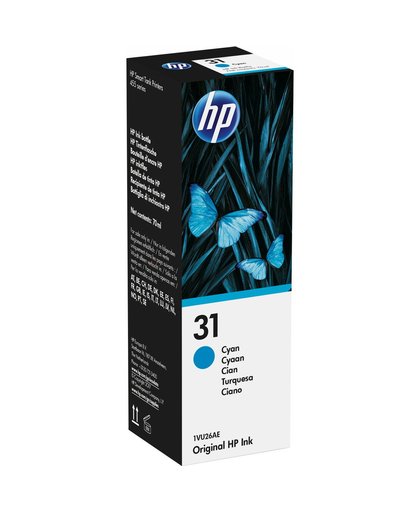 HP 31 70-ml Cyan Original Ink Bottle inktcartridge Cyaan 70 ml 8000 pagina's