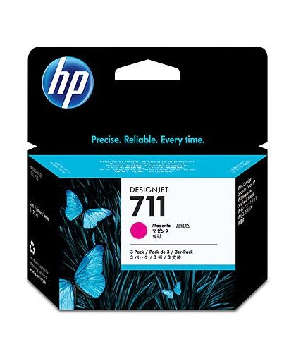 HP 711 magenta DesignJet inktcartridges, 29 ml, 3-pack inktcartridge