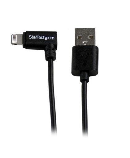 StarTech.com 2 m hoekige zwarte Apple 8-polige Lightning-connector naar USB-kabel voor iPhone / iPod / iPad mobiele telefoonkabel
